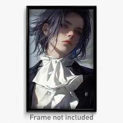 Anime Art Poster - Boy Feeling Self Respecting, Gloomy White Collar (Print)