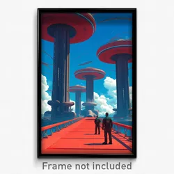 Movie Art Poster - Red Walkway (Psychedelic Trippy Retro Cartoon Film Print)