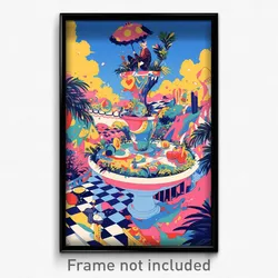 Art Poster - Fruity Fairground (Psychedelic Trippy Weird 11x17 Cartoon Print)