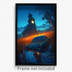 Art Poster - A Haunted Clock Tower Striking Midnight