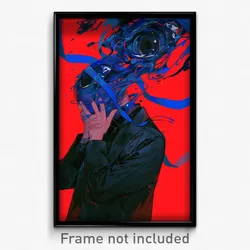 Art Poster - Man Feeling Alarm Wearing Quixotic Blue Ribbon (Print)