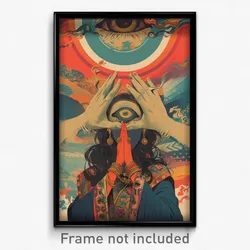 Bollywood Movie Poster - Girl Feeling Calmness, Imaginary Animal Hat (Art Print)
