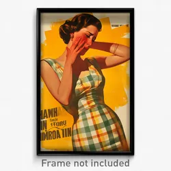Spanish Movie Poster - Woman Feeling Upset, Impeccable Checkered Dress (Print)