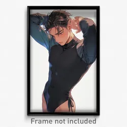 Anime Art Poster - Man Feeling Focused Wearing Studious Side Tie Leotard (Print)