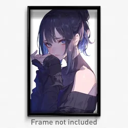 Anime Art Poster - Girl Feeling Bored, Beautiful Fingerless Gloves (Print)