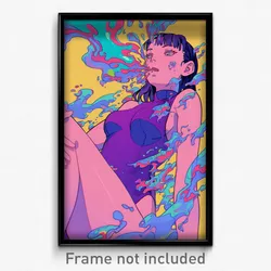 Anime Art Poster - Woman Feeling Dread Wearing Adorable Purple Leotard (Print)