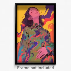 Art Poster - Woman Feeling Relieved Wearing Aged Oversized Shirt (Print)
