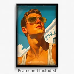 Greek Movie Poster - Boy Feeling Strong, Radiant Aviator Sunglasses (Art Print)