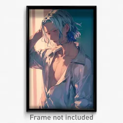 Anime Art Poster - Boy Feeling Tension Wearing Immaculate V Neck (Print)