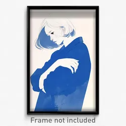 Art Poster - Girl Feeling Alarmed Wearing Quizzical Blue (Print)