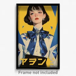 Icelandic Movie Poster - Girl Feeling Triumphant, Kaleidoscopic Blue Bowtie