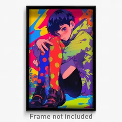 Anime Art Poster - Boy Feeling Alienation, Bright Polka Dot Legwear (Print)