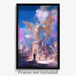 Art Poster - Angelic Exotic Town (Psychedelic Trippy Weird 11x17 Cartoon Print)