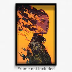 Greek Movie Poster - Woman Feeling Neglect, Fresh Camouflage Jacket (Art Print)