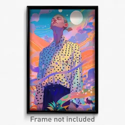 Art Poster - Boy Feeling Serenity Wearing Athletic Polka Dot Shirt (Print)