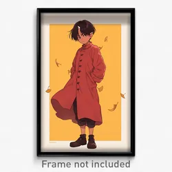 Anime Art Poster - Boy Feeling Cowardly Wearing Fantastic Red Coat (Print)