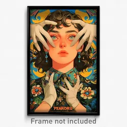 Greek Movie Poster - Woman Feeling Alarm, Colorless White Gloves (Art Print)