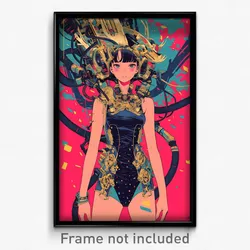 Movie Art Poster - Girl Feeling Disbelief, Golden Leotard (Retro Film Print)