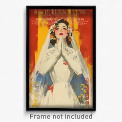 Vietnamese Movie Poster - Woman Feeling Overwhelmed, Bright Wedding Dress