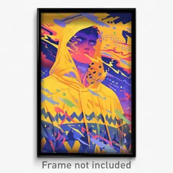Mexican Movie Poster - Man Feeling Grouchiness, Animated Yellow Hoodie (Print)