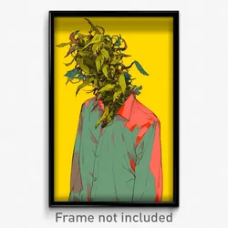 Art Poster - Man Feeling Grouchiness Wearing Unkempt Tress Ribbon (Print)