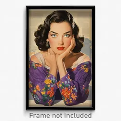 Mexican Movie Poster - Woman Feeling Self Confident, Thoughtful Purple Sleeves