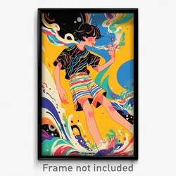 French Movie Poster - Boy Feeling Enjoyment, Adorable Striped Shorts (Art Print)