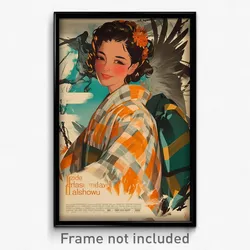 Mexican Movie Poster - Girl Feeling Jubilation, Fluffy Checkered Kimono (Print)