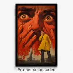 Russian Movie Poster - Man Feeling Surprise, Gripping Yellow Dress (Art Print)