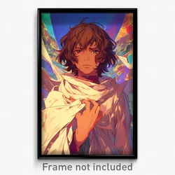 Anime Art Poster - Boy Feeling Loathing Wearing Glaring White Scarf (Print)