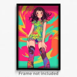 Anime Art Poster - Woman Feeling Self Caring, Athletic Frilled Socks (Print)