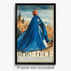 French Movie Poster - Woman Feeling Joviality, Artistic Blue Cloak (Art Print)