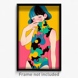 Anime Art Poster - Man Feeling Miserable, Colorful Sleeveless Turtleneck Leotard