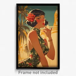 Spanish Movie Poster - Girl Feeling Pleased, Wooden Sleeveless Dress (Art Print)