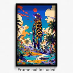 Art Poster - Stylish Exotic Island (Psychedelic Trippy Weird Cartoon Print)