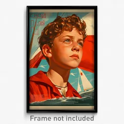 Russian Movie Poster - Boy Feeling Attentiveness, Rectangular Shell Necklace