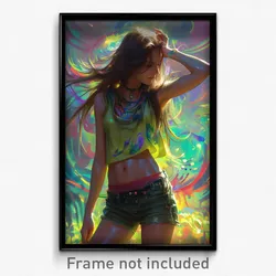 Art Poster - Woman Feeling Friendliness, Mysterious Green Shorts (Art Print)