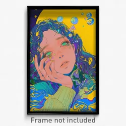 Anime Art Poster - Girl Feeling Regret Wearing Admirable Moon Ornament (Print)