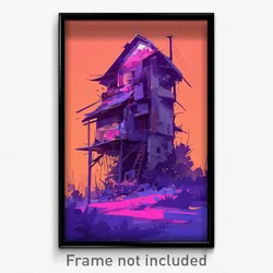 Art Poster - Violet Homestead (Psychedelic Trippy Weird 11x17 Print)
