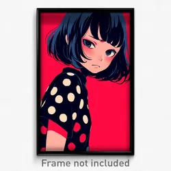 Anime Art Poster - Girl Feeling Disappointment Wearing Vivid Polka Dot (Print)
