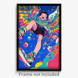 Anime Art Poster - Boy Feeling Excited Wearing Well Made Winged Footwear (Print)