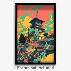 German Movie Poster - Warped Rooftops (Germany Psychedelic Art Retro Film Print)