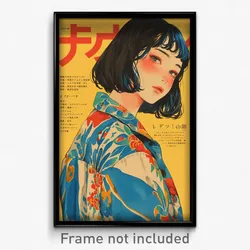 Japanese Movie Poster - Girl Feeling Serenity, Crafty Cropped Jacket (Art Print)