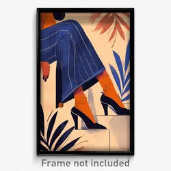 Art Poster - Woman Feeling Unsettled Wearing Stylish Shoe Dangle (Art Print)