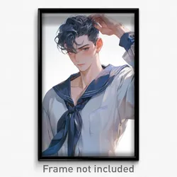 Anime Art Poster - Man Feeling Trust Wearing Klutzy Grey Sailor Collar (Print)