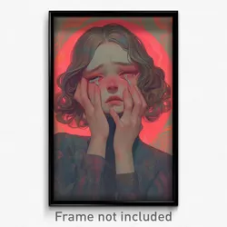 Art Poster - Woman Feeling Sadness Wearing Rosy Grey (Print)