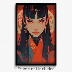 Movie Art Poster - Girl Feeling Hatred, Feminine Red Bandana (Retro Film Print)
