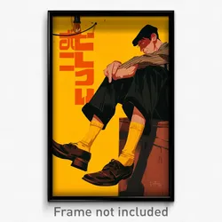 Spanish Movie Poster - Man Feeling Alarm, Simplistic Yellow Socks (Art Print)