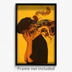 Greek Movie Poster - Boy Feeling Aggressive, Whimsical Orange Ribbon (Art Print)