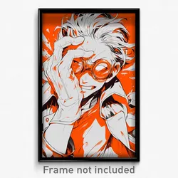 Anime Art Poster - Man Feeling Fury Wearing Whimsical Orange Goggles (Print)